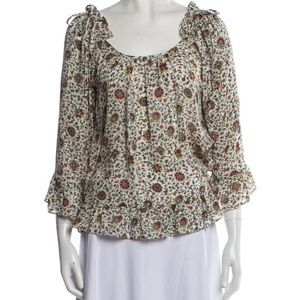 Tory Burch 100% Silk Floral Blouse